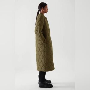 COS Long Quilted Coat - Khaki Green